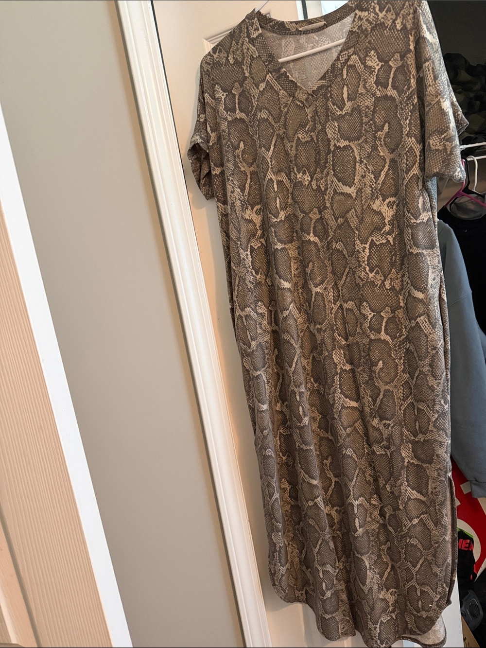 Snake Print Maxi Dress - Taupe